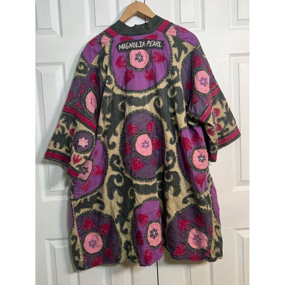 Magnolia Pearl Appliqué Hippie Kimono-Style Coat Jacket OS - Picture 4 of 16